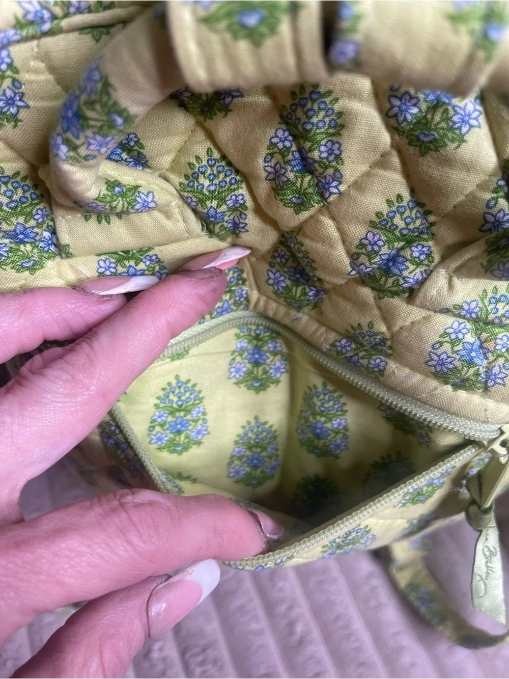 Vera Bradley Kerala Elephants Quilted Sling Backpack Green Floral Bag